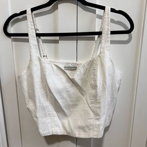 Cropped Linen-Blend Top